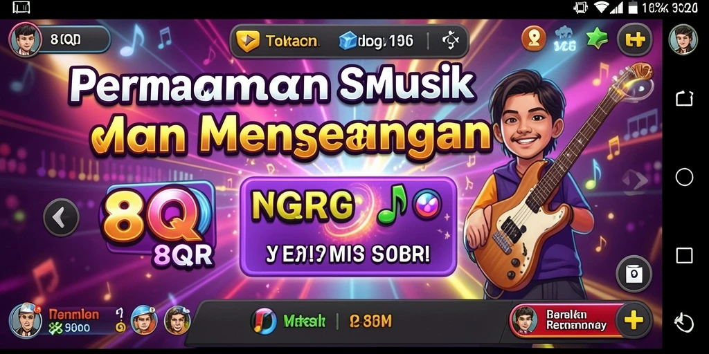 Screenshot gameplay 8QR dengan pengalaman musik interaktif.