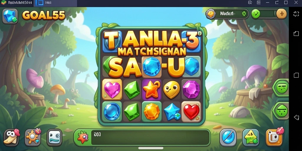 Screenshot gameplay seru dan penuh warna dari GOAL55 Match-3.
