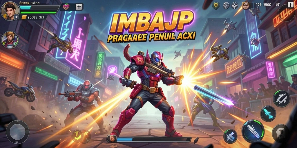 Tampilan gameplay seru IMBAJP dengan berbagai karakter dan level menantang.