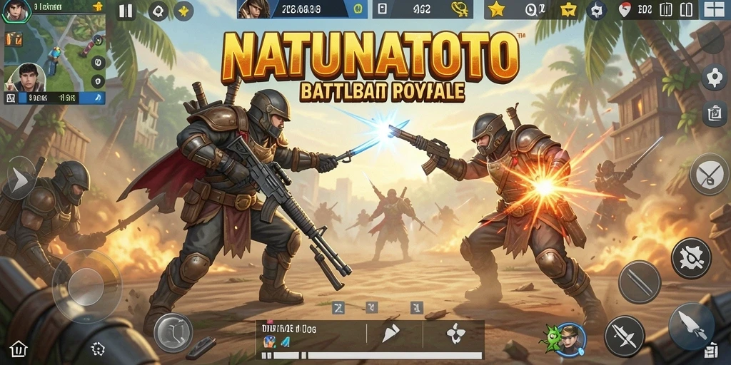 Tampilan gameplay seru di NATUNATOTO, pertarungan epik Battle Royale.
