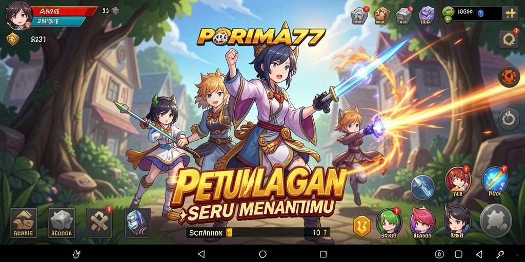 Tampilan seru dalam permainan PRIMA77 yang menggambarkan aksi karakter.