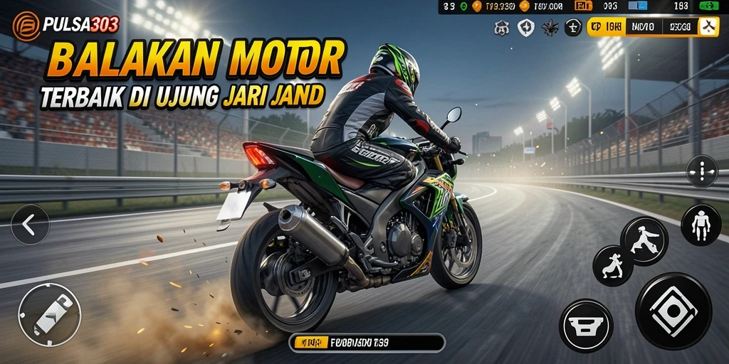 Screenshot gameplay PULSA303 dengan balapan motor yang seru.
