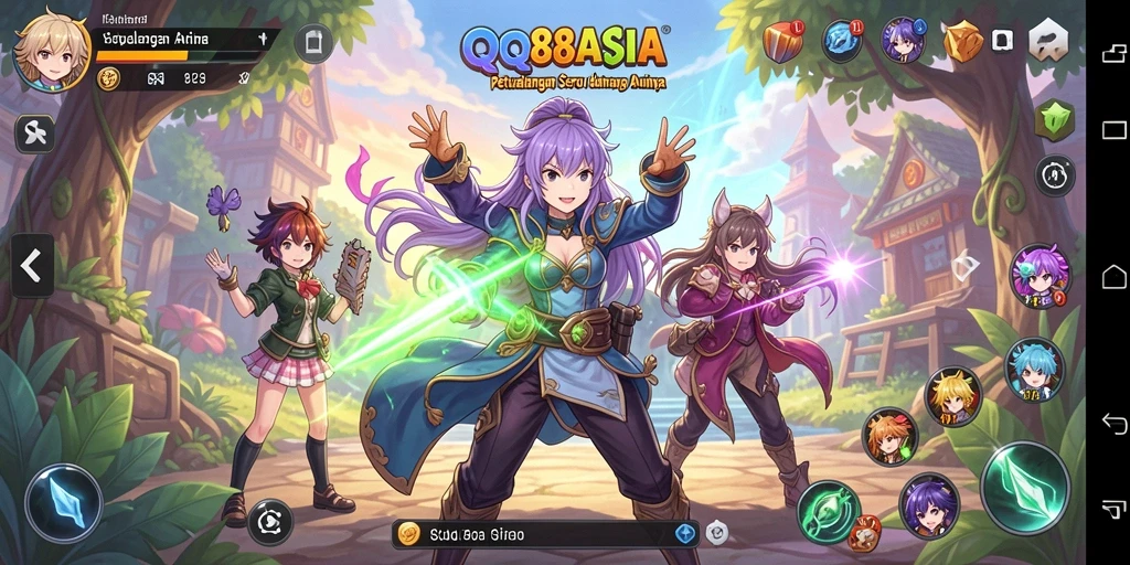 Screenshot menampilkan karakter anime dalam pertarungan epik.