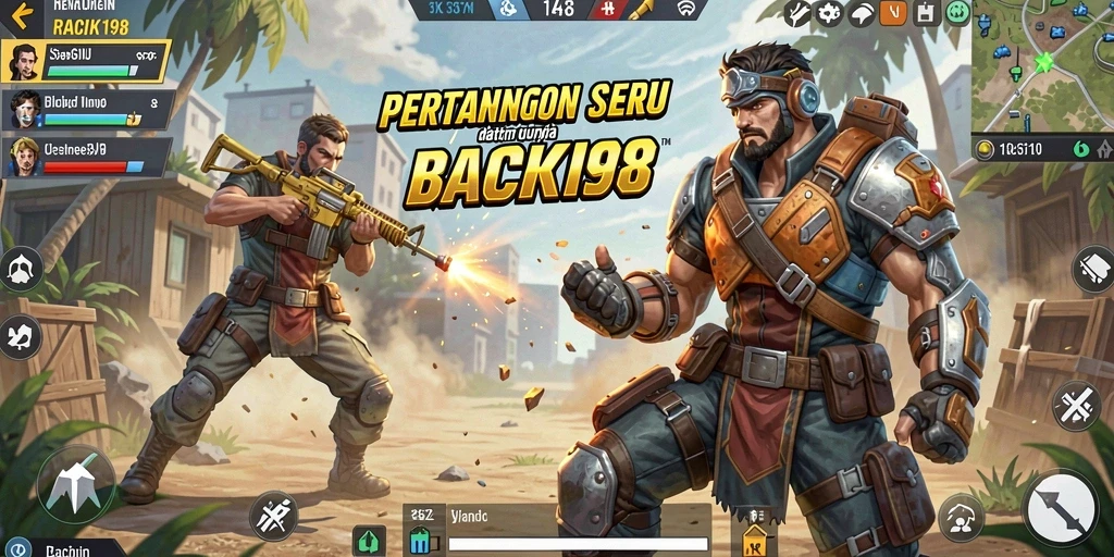Tampilan gameplay intens dari RACIK198 di medan perang Battle Royale.