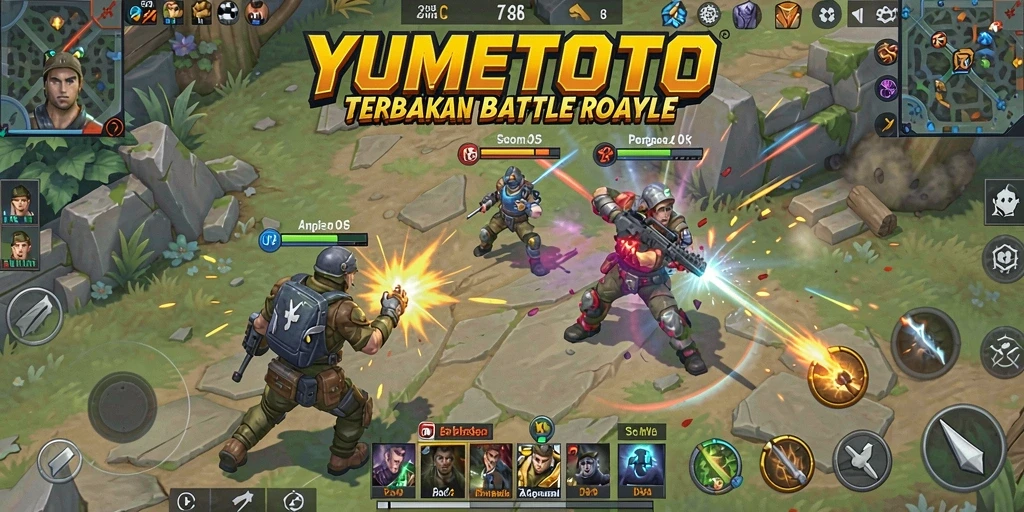 Tampilan screenshot gameplay YUMETOTO saat pertempuran Battle Royale.